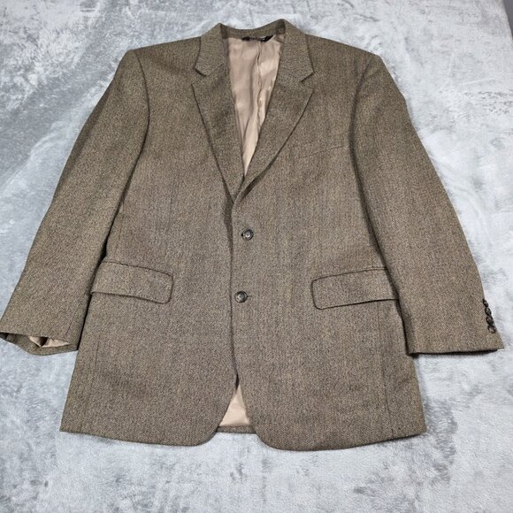 Jos A Bank Sport Coat 43R Brown Tweed Wool Jacket Blazer Office Preppy Academia - Picture 1 of 11